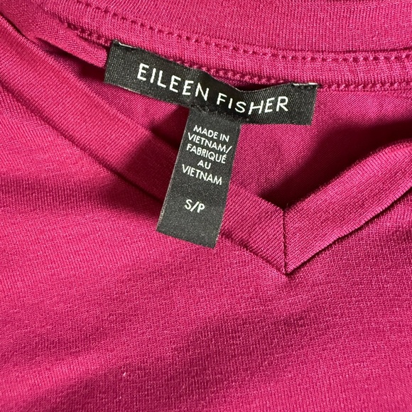 Eileen Fisher Fuchsia V Neck Soft Cotten Blend Midi Dress - {S} - Picture 4 of 4